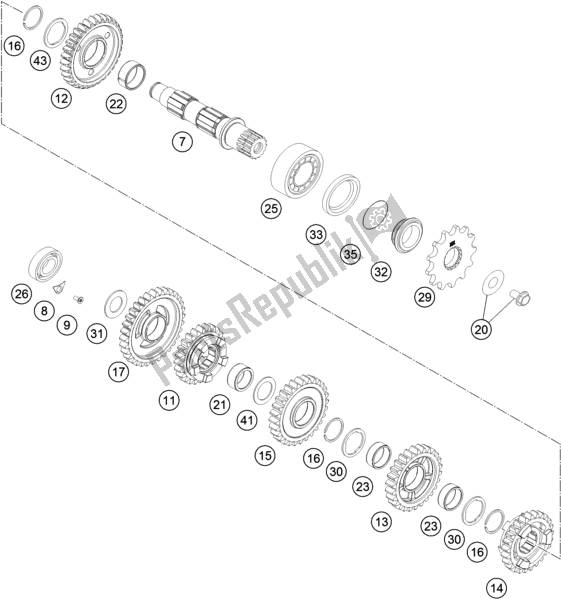Todas las partes para Transmisión Ii - Contraeje de KTM 350 XC-F US 2018