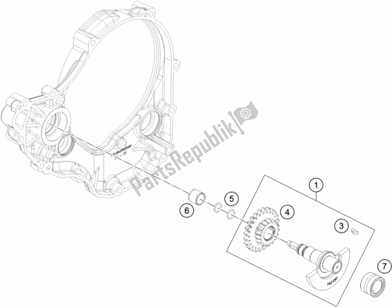 Alle onderdelen voor de Balansas van de KTM 350 XC-F US 2019