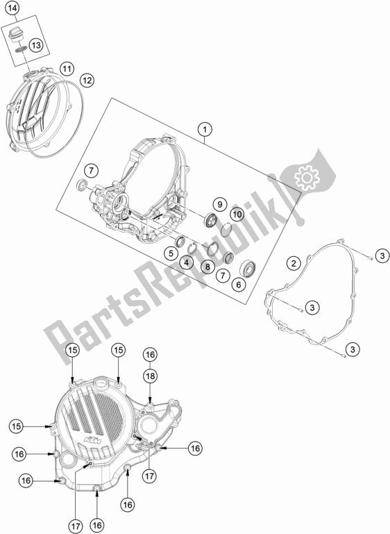 Alle onderdelen voor de Koppelingsdeksel van de KTM 350 XC-F US 2019