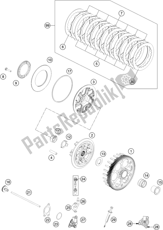 All parts for the Clutch of the KTM 350 XC-F US 2019