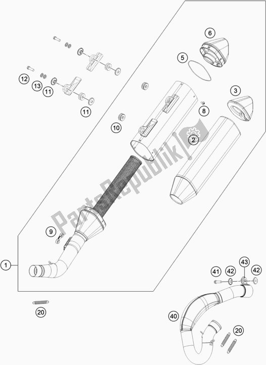 Alle onderdelen voor de Uitlaatsysteem van de KTM 350 XC-F US 2019