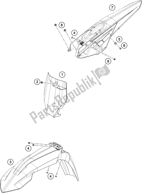 Alle onderdelen voor de Masker, Spatborden van de KTM 350 XC-F US 2019