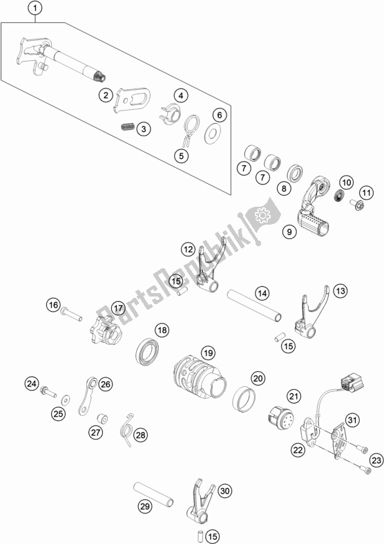 Wszystkie części do Mechanizm Zmiany Biegów KTM 350 XC-F US 2019