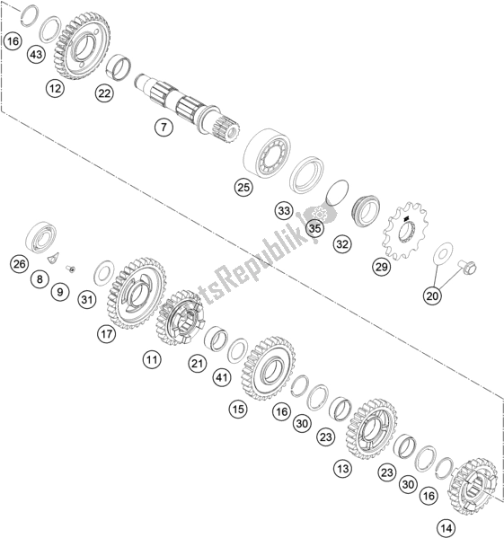 All parts for the Transmission Ii - Countershaft of the KTM 350 XC-F US 2019