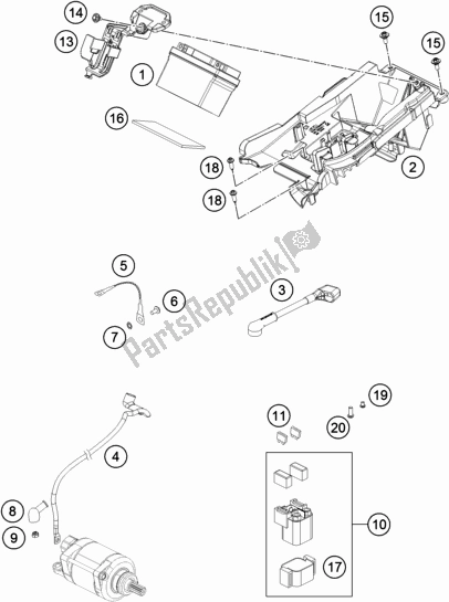 All parts for the Battery of the KTM 350 XC-F US 2020