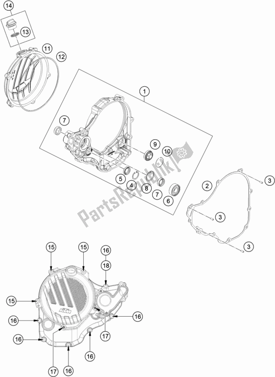 Alle onderdelen voor de Koppelingsdeksel van de KTM 350 XC-F US 2020