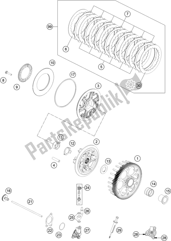 All parts for the Clutch of the KTM 350 XC-F US 2020