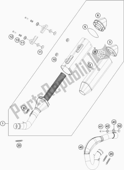 All parts for the Exhaust System of the KTM 350 XC-F US 2020