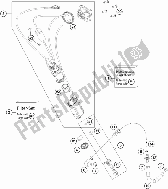 All parts for the Fuel Pump of the KTM 350 XC-F US 2020