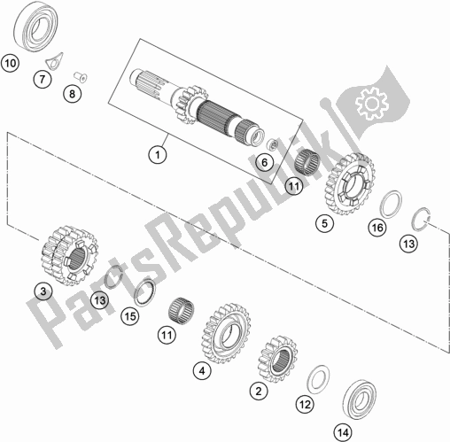 All parts for the Transmission I - Main Shaft of the KTM 350 XC-F US 2020