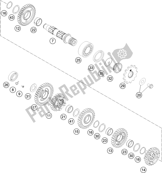 Toutes les pièces pour le Transmission Ii - Arbre Intermédiaire du KTM 350 XC-F US 2020