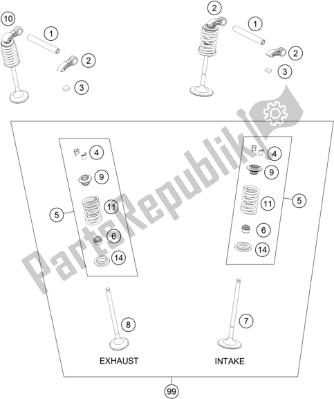 All parts for the Valve Drive of the KTM 350 XC-F US 2020