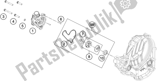 All parts for the Water Pump of the KTM 350 XC-F US 2020