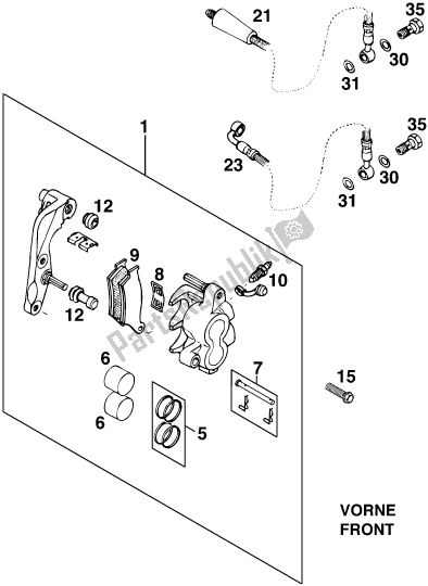 All parts for the Front Brake Caliper of the KTM 360 EGS M/O 18 KW 13 LT 2020