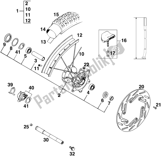 Toutes les pièces pour le Front Wheel #1 du KTM 360 EGS M/O 18 KW 13 LT 2020