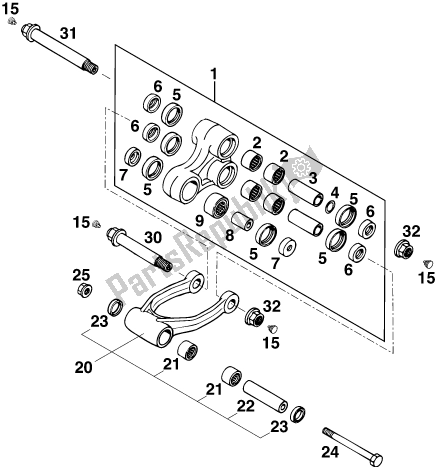 All parts for the Pro Lever Linking of the KTM 360 EGS M/O 18 KW 13 LT 2020