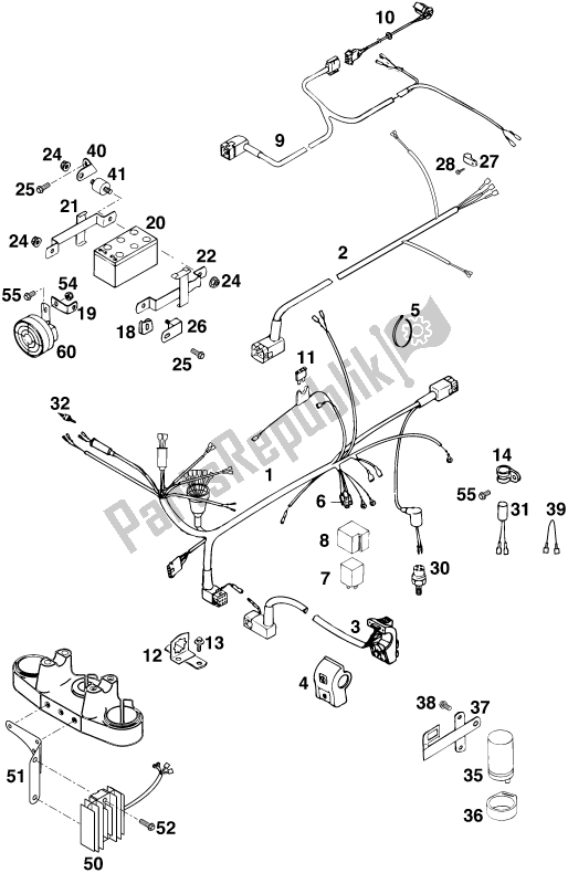 Toutes les pièces pour le Wiring Harness #1 du KTM 360 EGS M/O 18 KW 13 LT 2020