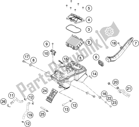 All parts for the Air Filter of the KTM 390 Adventure,orange-B. D. 2020