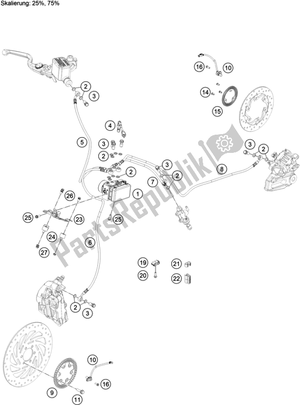 Todas las partes para Sistema Antibloqueo Abs de KTM 390 Adventure,orange-B. D. 2020