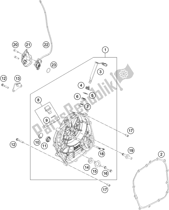 All parts for the Clutch Cover of the KTM 390 Adventure,orange-B. D. 2020