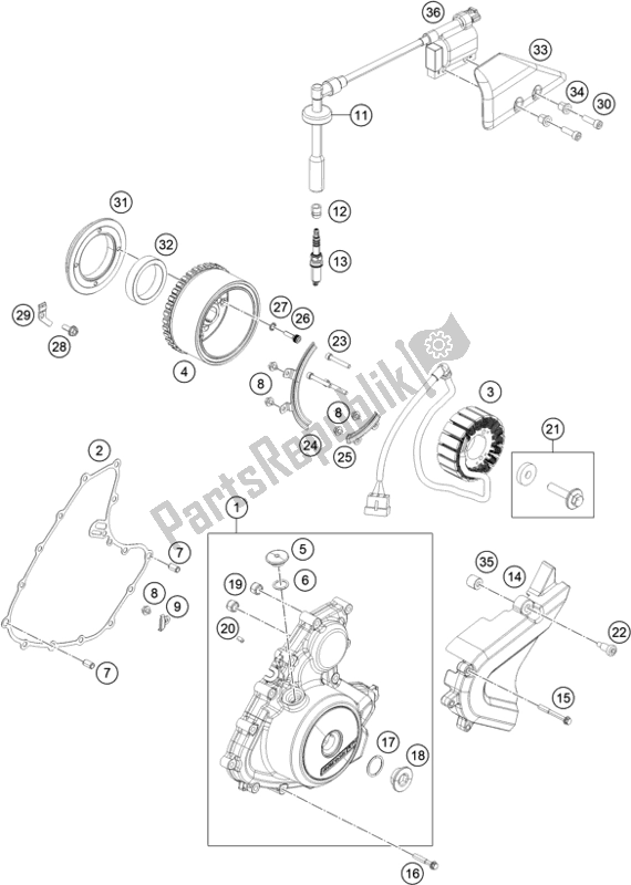 All parts for the Ignition System of the KTM 390 Adventure,orange-B. D. 2020