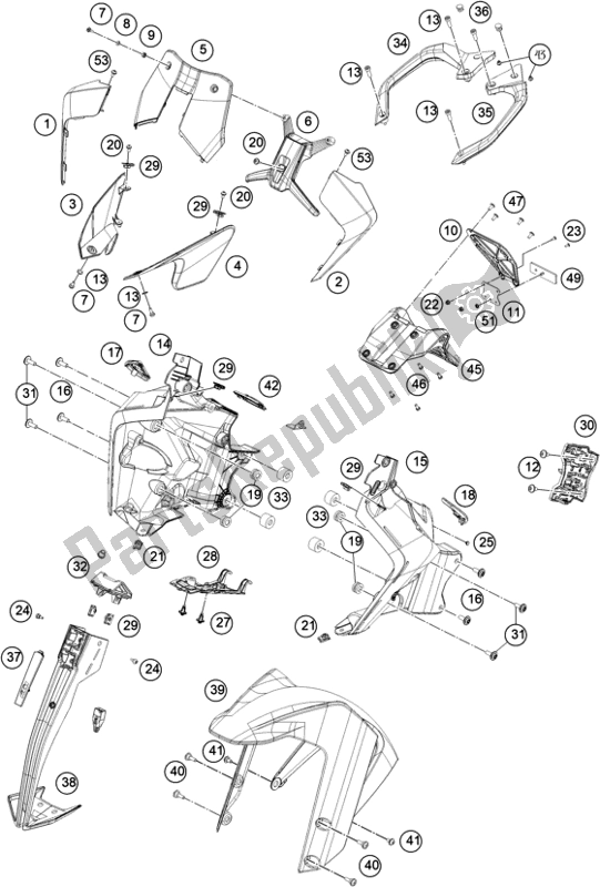 Todas las partes para Máscara, Defensas de KTM 390 Adventure,orange-B. D. 2020