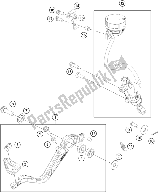 Tutte le parti per il Controllo Del Freno Posteriore del KTM 390 Adventure,orange-B. D. 2020