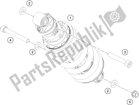 All parts for the Shock Absorber of the KTM 390 Adventure,orange-B. D. 2020