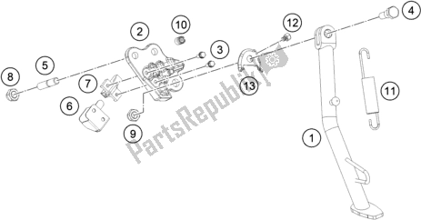 All parts for the Side / Center Stand of the KTM 390 Adventure,orange-B. D. 2020