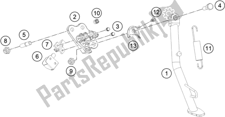 All parts for the Side / Center Stand of the KTM 390 Adventure,orange-B. D. 2020