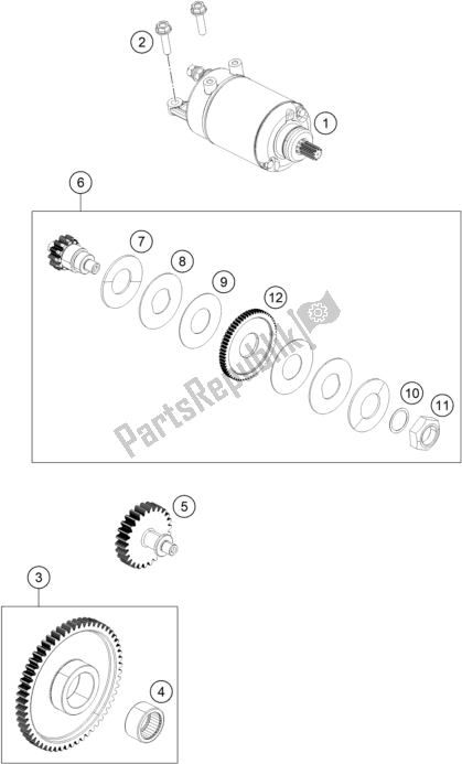 Alle onderdelen voor de Elektrische Starter van de KTM 390 Adventure,orange-B. D. 2021