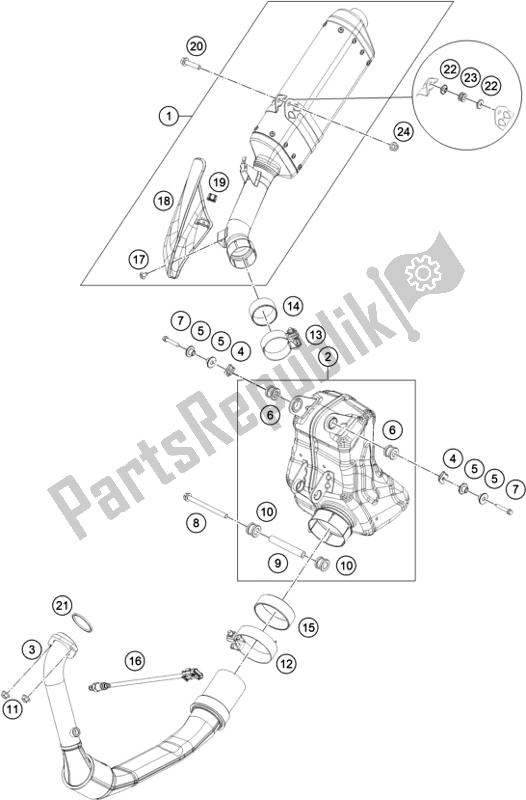 Todas las partes para Sistema De Escape de KTM 390 Adventure,orange-B. D. 2021