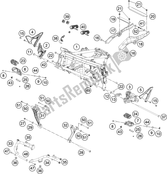 Todas as partes de Quadro, Armação do KTM 390 Adventure,orange-B. D. 2021