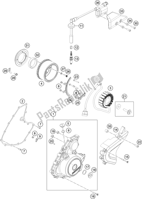 All parts for the Ignition System of the KTM 390 Adventure,orange-B. D. 2021