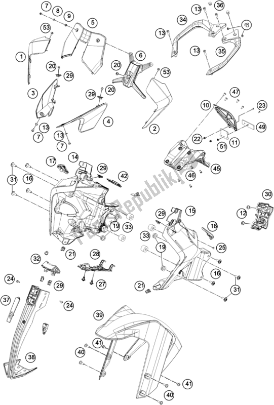 Todas las partes para Máscara, Defensas de KTM 390 Adventure,orange-B. D. 2021