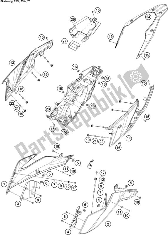 All parts for the Side Trim of the KTM 390 Adventure,orange-B. D. 2021