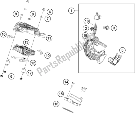 All parts for the Throttle Body of the KTM 390 Adventure,orange-B. D. 2021