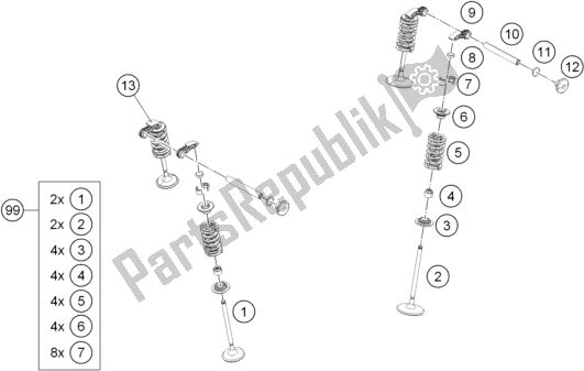 Toutes les pièces pour le Entraînement De Soupape du KTM 390 Adventure,orange-B. D. 2021