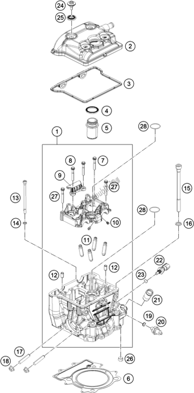 All parts for the Cylinder Head of the KTM 390 Adventure,orange-B. D. EU 2020