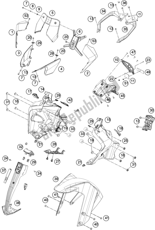 Tutte le parti per il Maschera, Parafanghi del KTM 390 Adventure,orange-B. D. EU 2020