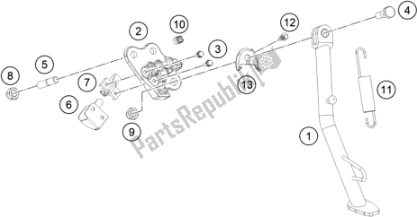 All parts for the Side / Center Stand of the KTM 390 Adventure,orange-B. D. EU 2020