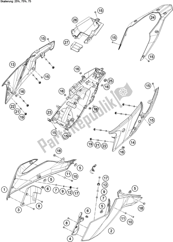 All parts for the Side Trim of the KTM 390 Adventure,orange-B. D. EU 2020