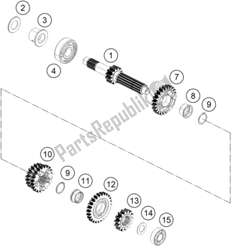 All parts for the Transmission I - Main Shaft of the KTM 390 Adventure,orange-B. D. EU 2020