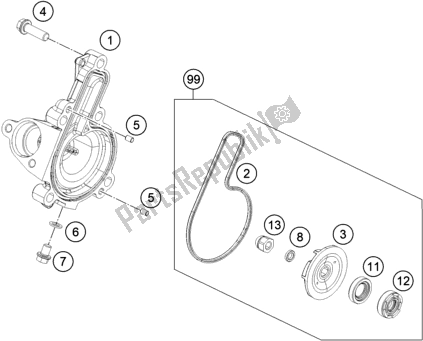 Tutte le parti per il Pompa Dell'acqua del KTM 390 Adventure,orange EU 2020