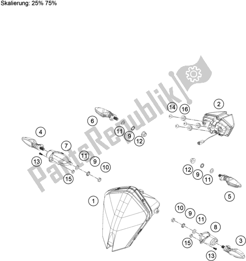 Todas as partes de Sistema De Luz do KTM 390 Adventure,orange EU 2021