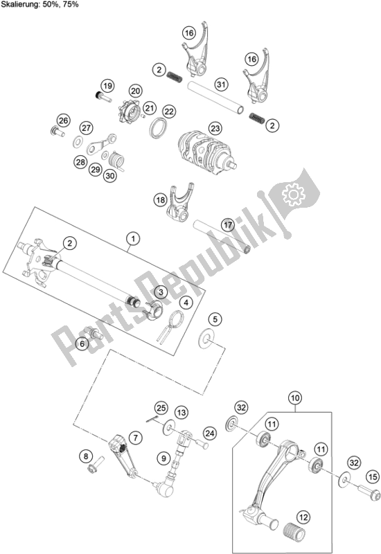 Toutes les pièces pour le Mécanisme De Changement du KTM 390 Adventure,orange EU 2021
