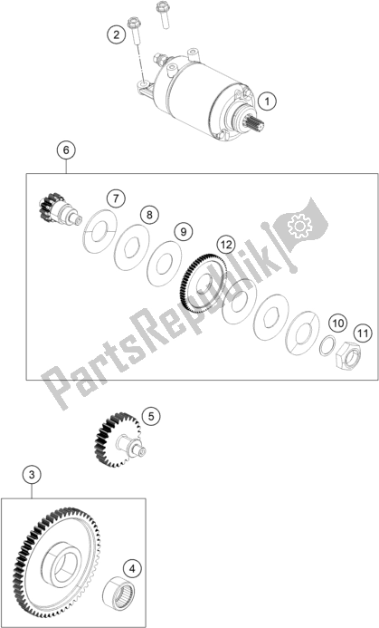 All parts for the Electric Starter of the KTM 390 Adventure,white-B. D. 2020