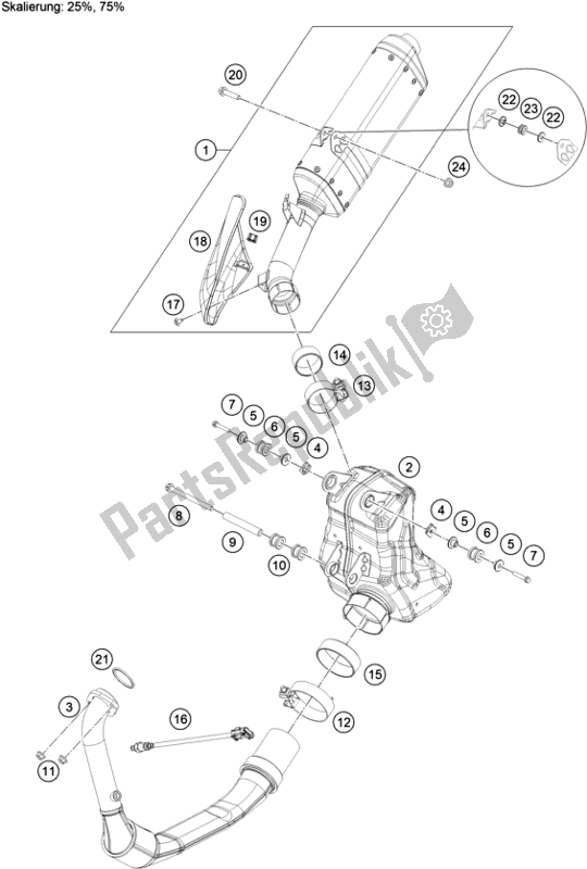 Alle onderdelen voor de Uitlaatsysteem van de KTM 390 Adventure,white-B. D. 2020