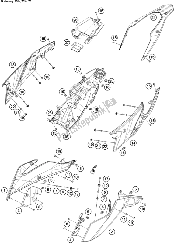All parts for the Side Trim of the KTM 390 Adventure,white-B. D. 2020