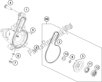 Alle onderdelen voor de Waterpomp van de KTM 390 Adventure,white-B. D. 2020